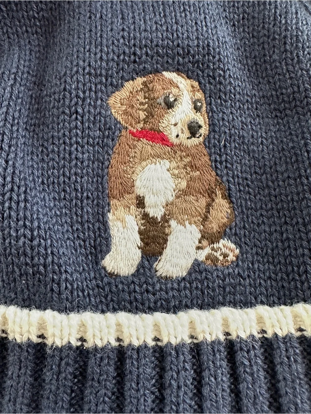 Janie and Jack Boys Blue Knit Beanie with Puppy Embroidery NWT